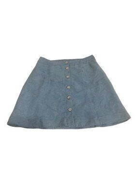 H&M Divided Womens A-Line Button Front Skirt Size 8 Light Blue Polyester Casual